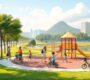 Children playground cycling park Singapore family outdoor activity 90x80